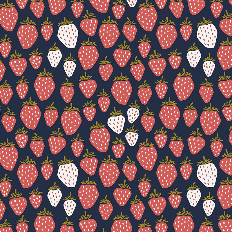 [oc]COTTON+STEEL Under the Apple Tree II いちご イブニングブルー