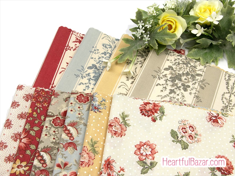 [カットクロス10枚セット]moda フレンチジェネラル Jardin de Fleurs