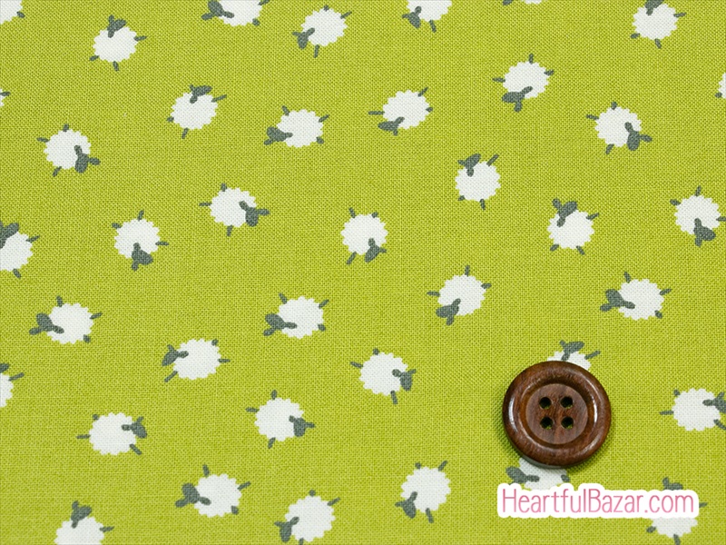 (110x85)moda ON THE FARM ぽんぽん羊 グリーン