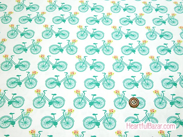 (45x25)moda Acreage 自転車 ブルーグリーン 2枚セット