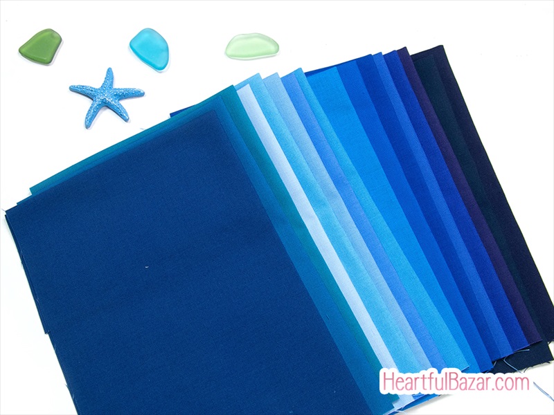 [宝市限定価格]KONA COTTON カットクロス16枚セット BLUE