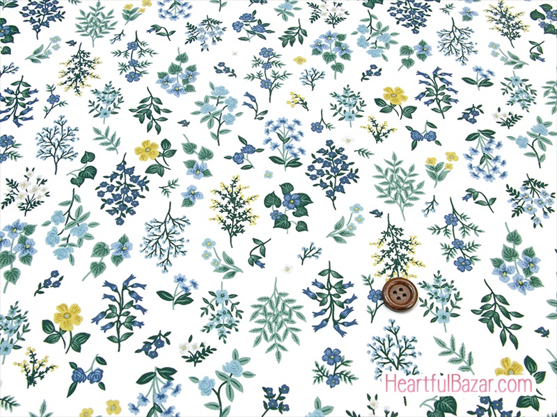 (54x50)COTTON+STEEL Strawberry Fields サンザシ ブルー