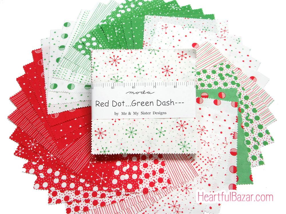 [cp]moda Red Dot...Green Dash--- 42枚セット