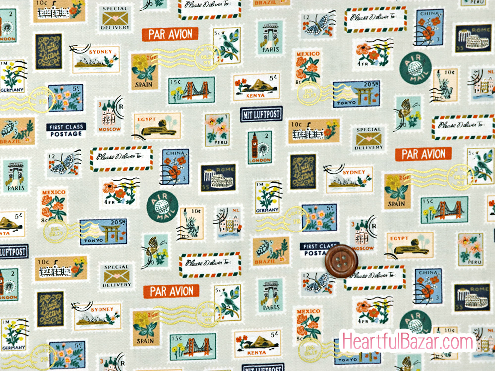 (110x37)COTTON+STEEL Bon Voyage スタンプ フラックス