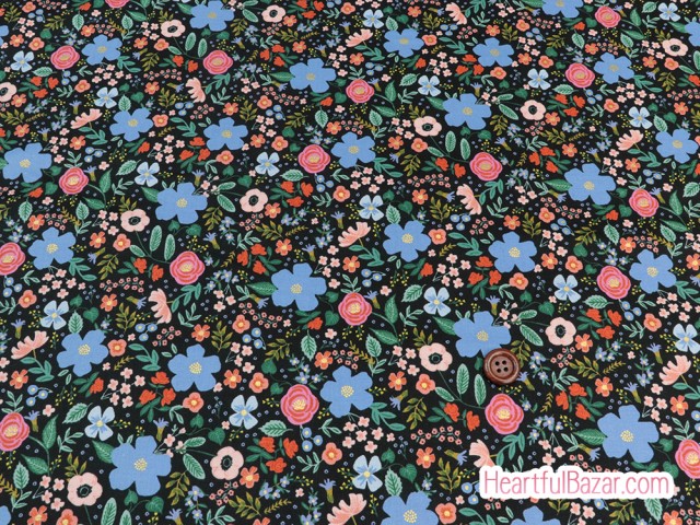 (110x51)COTTON+STEEL PRIMAVERA ワイルドローズ ブラック