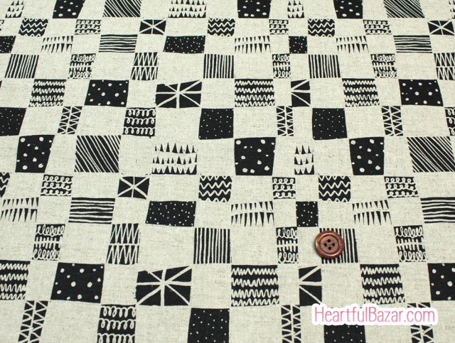 (54x50)COTTON+STEEL BLACK and WHITE 綿麻