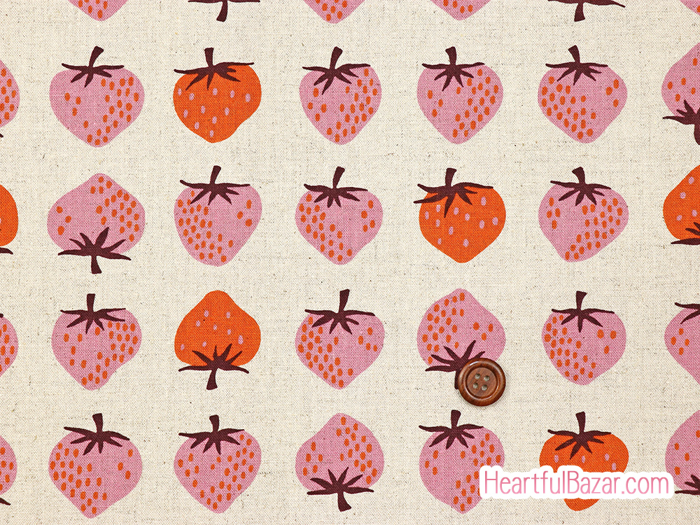 (110x58)RSS Strawberry いちご 綿麻 ペールピンク