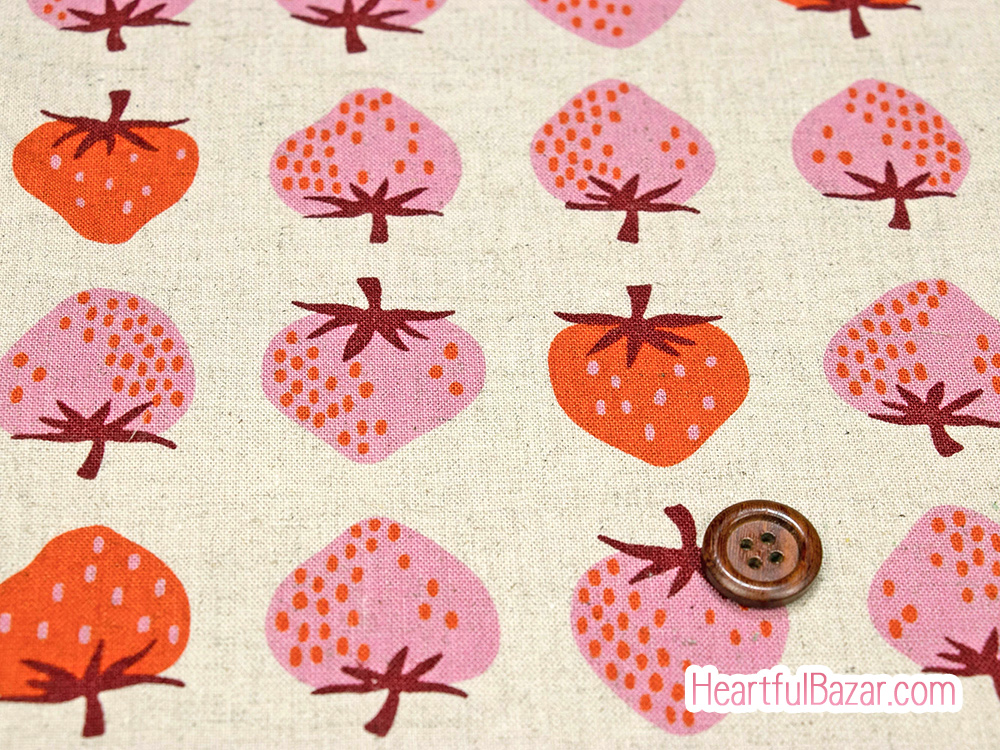 (110x40)RSS Strawberry & Friends いちご 綿麻 ナチュラル