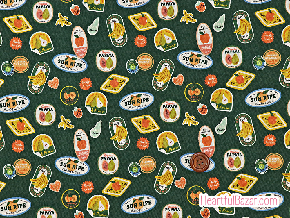 [oc]COTTON+STEEL ORCHARD フルーツステッカー ハンターグリーン