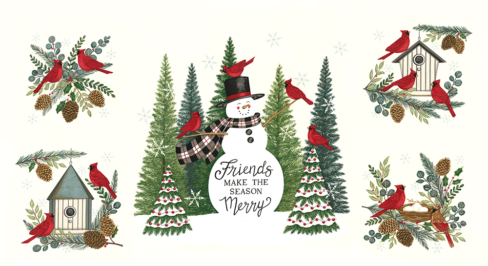 [panel]moda Winter Friends 雪だるまパネル スノーホワイト