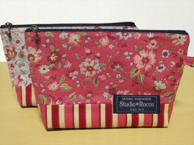 フレンチフローラルポーチ レッド