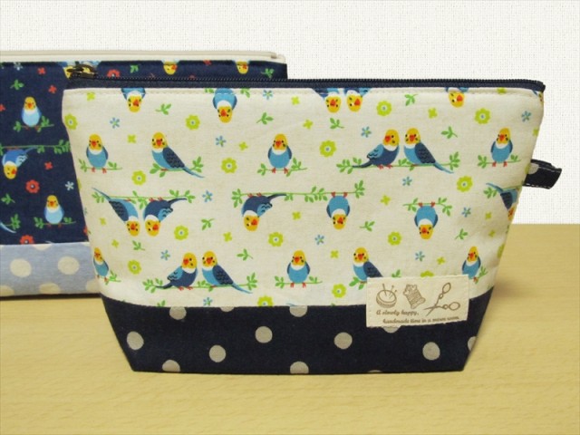 なかよしインコポーチ(アイボリー×ネイビー)