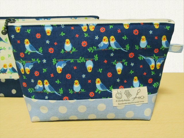 なかよしインコポーチ(ネイビー×サックス)