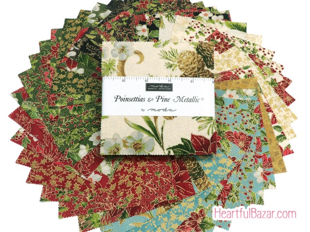 [cp]moda Poinsettias&Pine Metallic 42枚セット